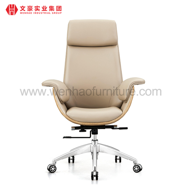 高品质皮革行政办公室工作椅白色旋转专业软垫桌椅