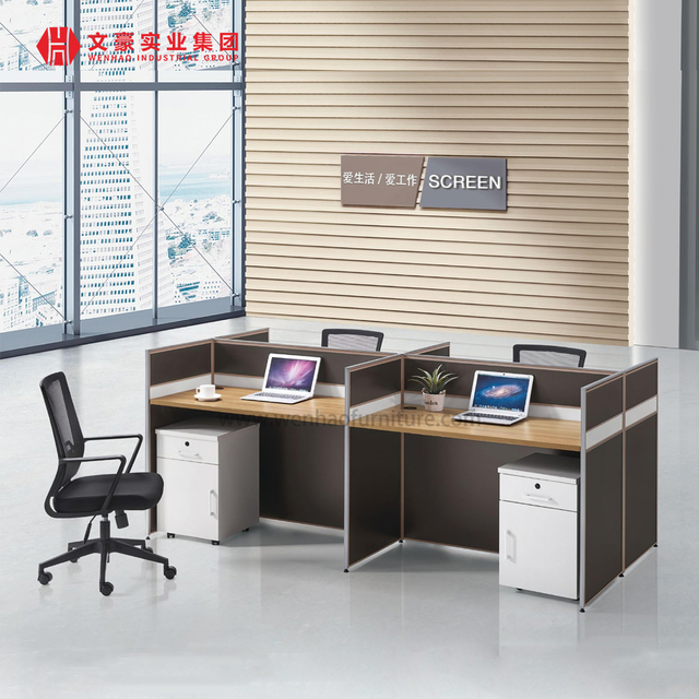 现代轻木办公空间屏风办公桌制造办公家具