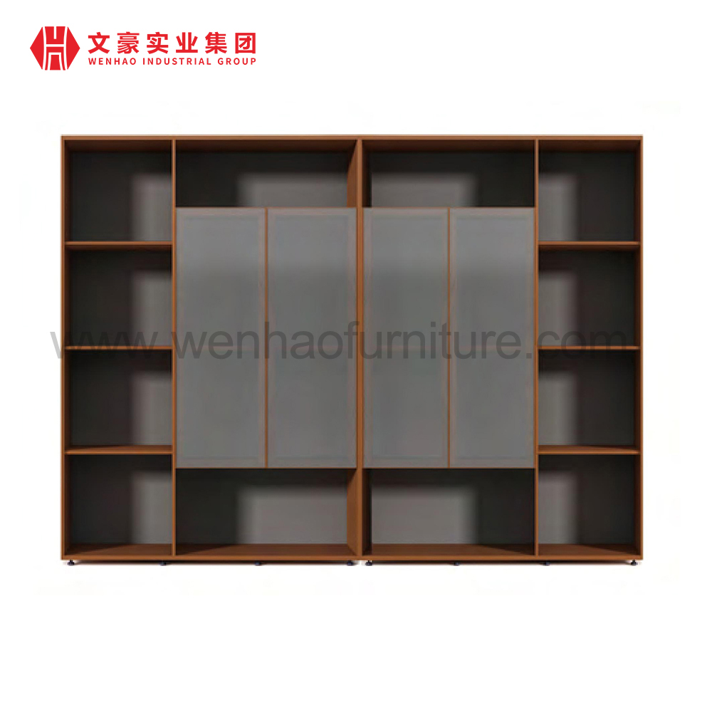 文豪现代实木书架办公室工作站置物架家具厂