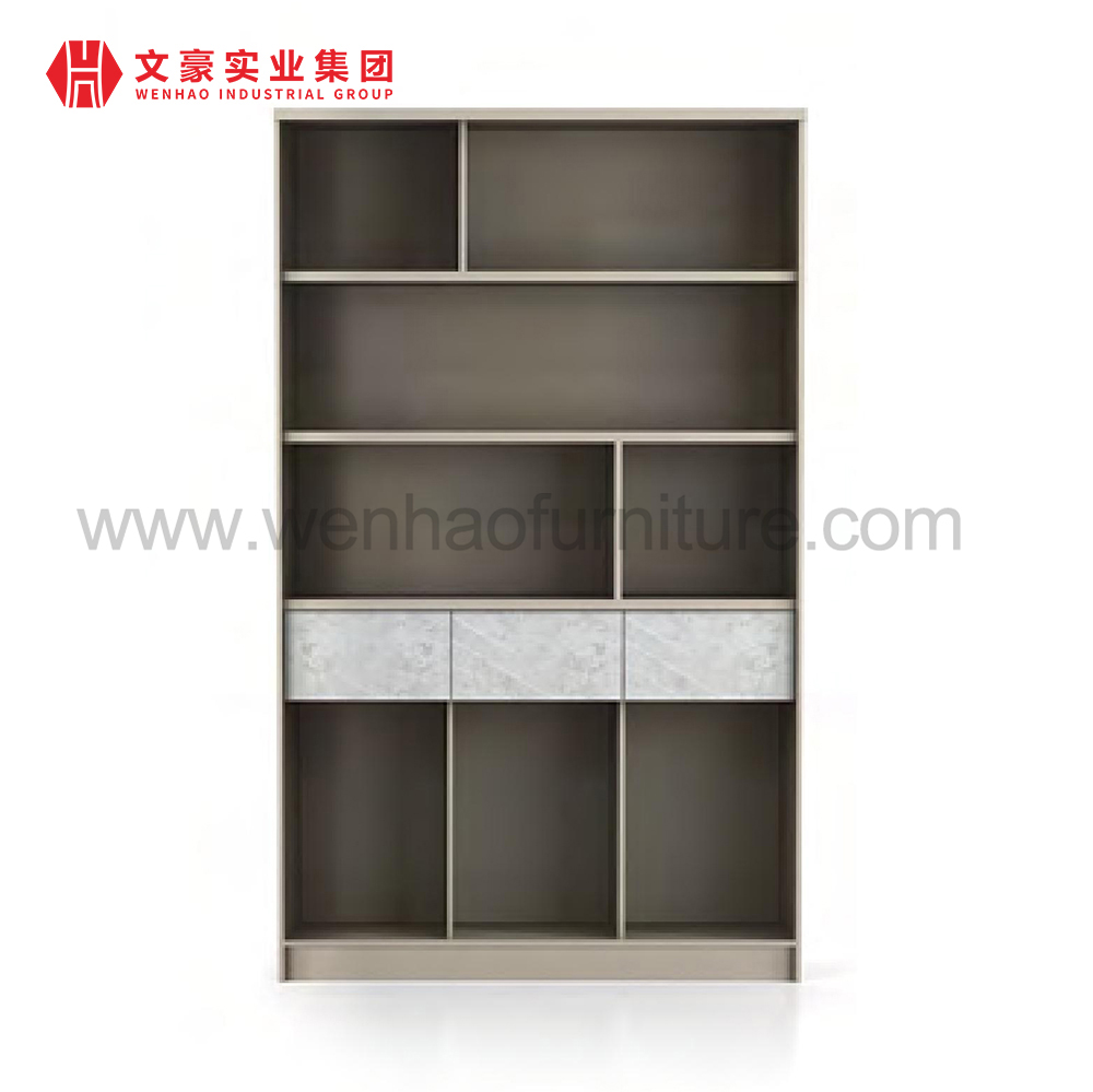 模块化办公家具现代优雅设计层压板米色大班台 L 形带抽屉