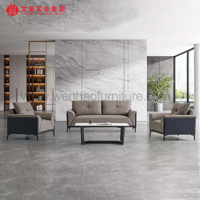 行政大办公空间房豪华真皮老板沙发套装