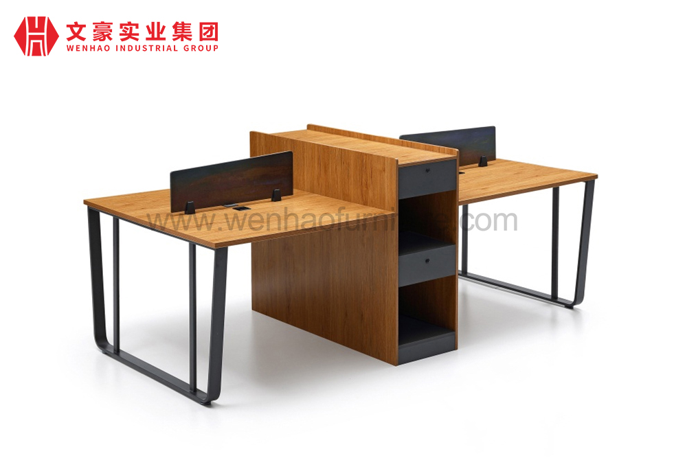 现代电脑 4 人办公桌办公家具商务木质工作桌
